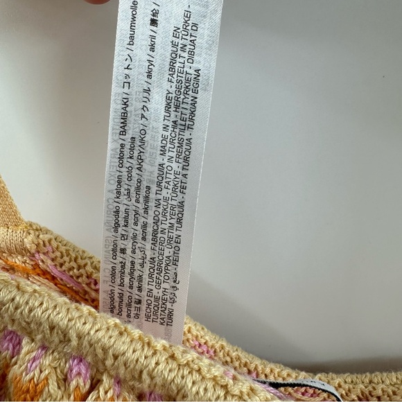Zara Knitted Tank Top – Light Yellow with Pink & Orange, Ruffled Details - Picture 5 of 5